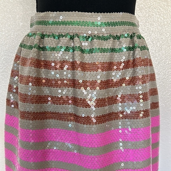 JCrew Collection Midi Sequin Striped Skirt Size 6 - Picture 6 of 14